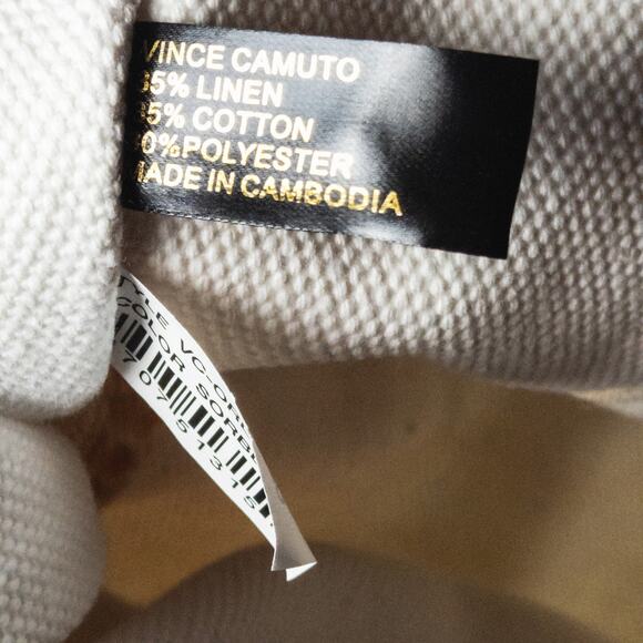 Vince Camuto Tote Bag Linen Blend Faux Reptile Western Boho Coastal Grandma Med - Picture 10 of 10